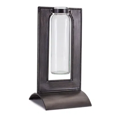 Houzbling Vase In Holder 10.75"h Iron/glass In Blue