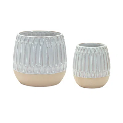 Houzbling Vase (set Of 2) 3.5"d X 4.25"h, 4.75"d X 5"h Porcelain In White