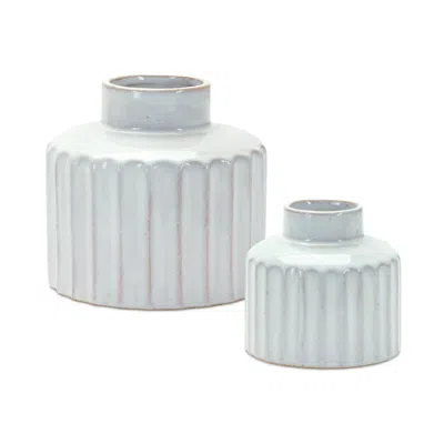 Houzbling Vase (set Of 2) 4"d X 3.25"h, 5.5"d X 5.25"h Porcelain In White