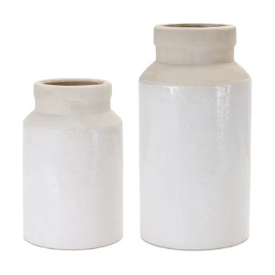 Houzbling Vase (set Of 2) 5.25" X 8.25"h, 6.25"d X 12"h Stoneware In Neutral