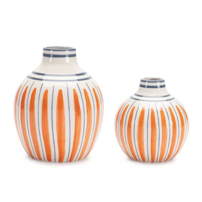 Houzbling Vase (set Of 2) 5"d X 5"h, 5.5"d X 6.5"h Dolomite In Blue