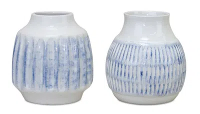 Houzbling Vase (set Of 2) 6"d X 5.5"h Ceramic In Black