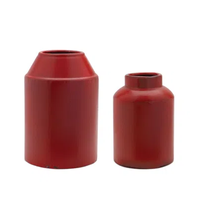 Houzbling Vase (set Of 2) 8"h, 10"h Metal In Red