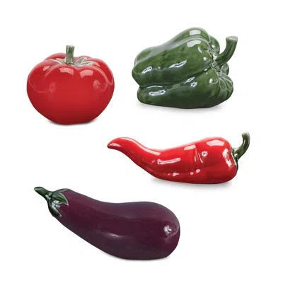Houzbling Vegetable (set Of 4) 3.25"h, 3.5"h, 6"l, 6.25"l Ceramic In Brown