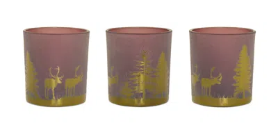 Houzbling Votive Holder (set Of 3) Pvc Box 3"h Glass In Multi