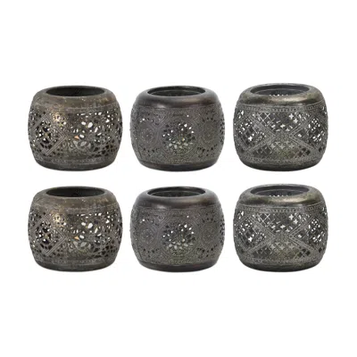 Houzbling Votive Holder (set Of 6) 4.5"dx 4"h Metal In Black