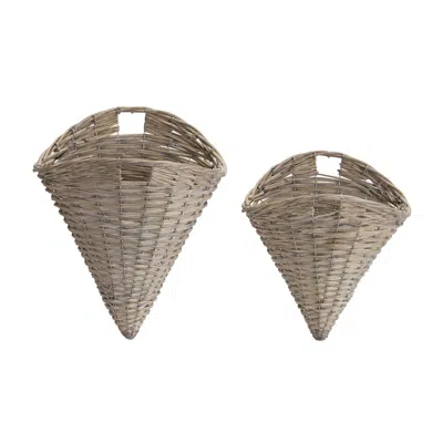 Houzbling Wall Basket (set Of 2) 11.5" X 13.25"h, 13" X 16.5"h Willow In Brown