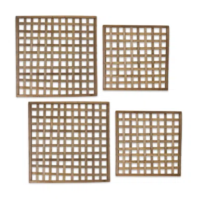 Houzbling Wall Hanging (set Of 4) 24", 30" Wood In Brown
