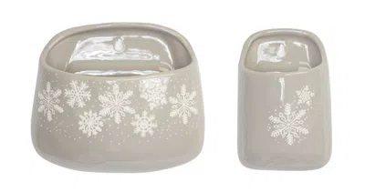 Houzbling Wall Pocket (set Of 2) 5"l X 7.5"h, 7.75"l X 9"h Stoneware In Gray