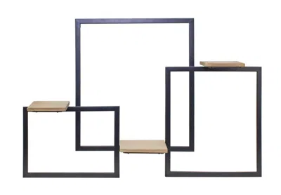 Houzbling Wall Shelf 37"l X 24"h Iron/wood In Black