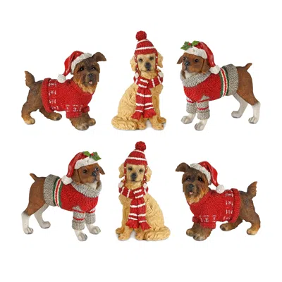 Houzbling Winter Dog (set Of 6) 5"h, 5.5"h, 6"h Resin In Multi