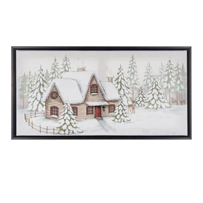 Houzbling Winter Scene Frame 25"l X 13"h Canvas/plastic