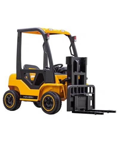 Hover-1 My First Forklift Electric Forklift With Ride-in Controls, Remote Control, Liftable Fork, Gears, Sto In Yellow