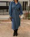 How Very Loved Tianna Denim Midi Dress In Blue