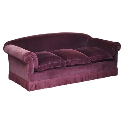 Pre-owned Howard And Sons Massive Howard & Son's Wimbourne Three Seat Cushion Arm Sofa 257x122cm In Black