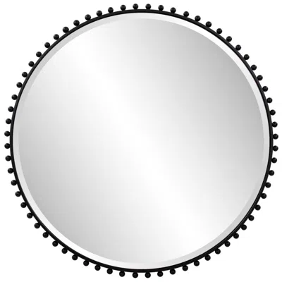Howard Elliott Bellfore Black 36" Beaded Round Wall Mirror