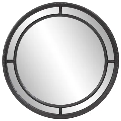 Howard Elliott Black Round 36"windsor Wall Mirror