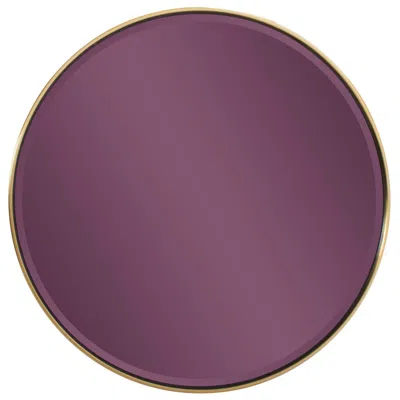 Howard Elliott Broidy Gold 18" X 18" Decorative Wall Mirror W/ Purple Glass