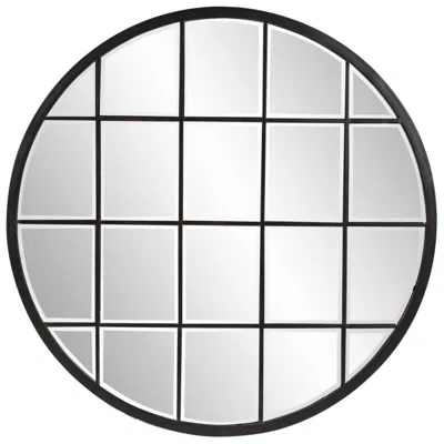Howard Elliott Bronze Round 36" Metal Framed Superior Windowpane Mirro