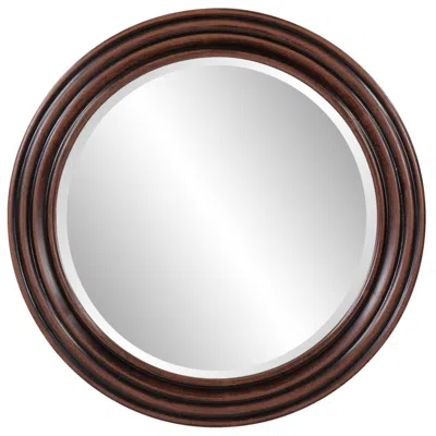 Howard Elliott Brown Round 24" Wood Framed Fredrick Wall Mirror