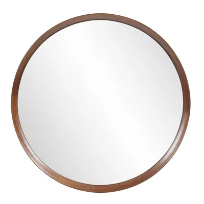 Howard Elliott Brown Round 40" Wau Beech Wood Framed Reagan Mirror