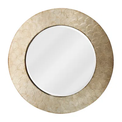 Howard Elliott Camelot 36" Champagne Silver Wood Round Wall Mirror