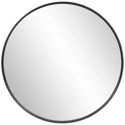 Howard Elliott Copenhagen 30" Brushed Black Round Wall Mirror