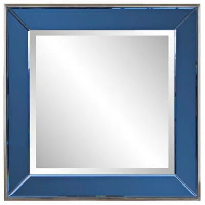 Howard Elliott Devon Stainless Steel And Blue 24" Square Wall Mirror