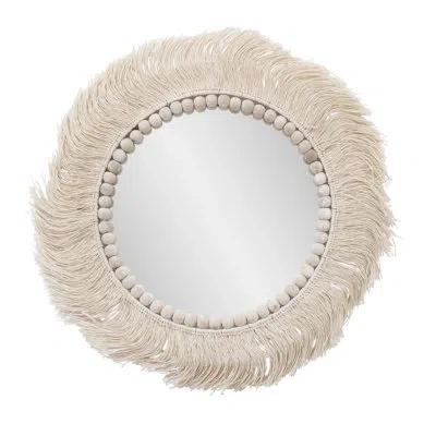 Howard Elliott Fringe Round Mirror In Brown