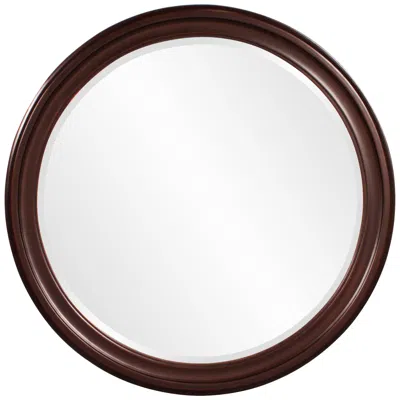 Howard Elliott George 36" Brown Wood Round Wall Mirror