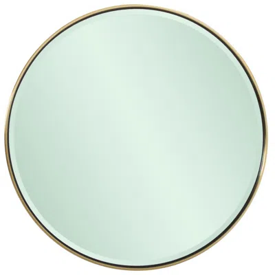 Howard Elliott Gold Stainless Steel Framed 18" Green Faced Broidy Mirr