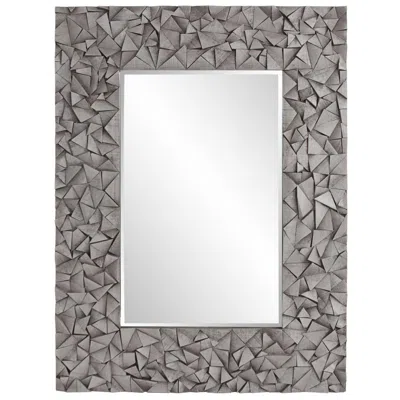 Howard Elliott Gray Rectangular 36"x48" Pablo Mirror With Wood Mo