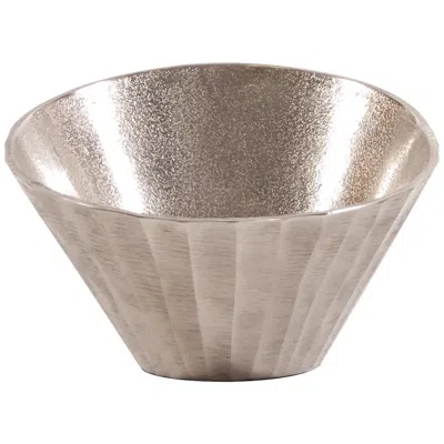 Howard Elliott Howard Elliot 9 3/4" Wide Silver Finish Modern Chiseled Metal Bowl