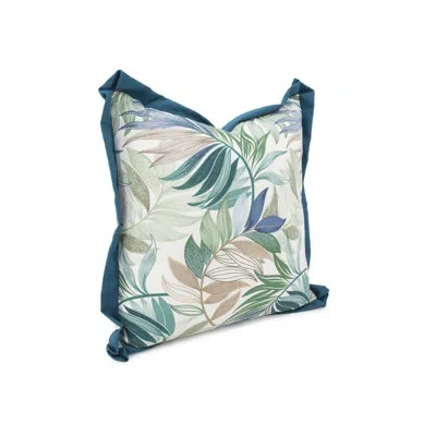 Howard Elliott Polyester/polyester Blend Throw Square Indoor/outdoor Pillow Cover & Insert In Fern Indigo