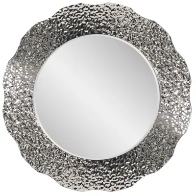Howard Elliott Round 35.5" Stainless Steel Textured Framed Olmstead Mi