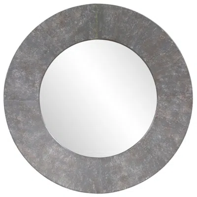 Howard Elliott Round Rustic Gray 30" Metal Framed Bolton Mirror