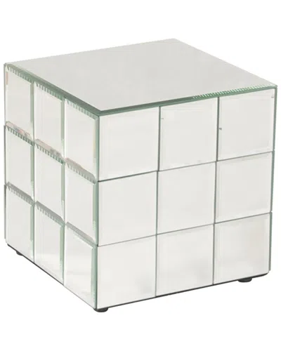 Howard Elliott Short Mirrored Puzzle Cube Pedestal Table