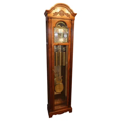 Pre-owned Howard Miller 68th Anniversary Grandfather Clock, Brass & Glass, 2003 In Brown