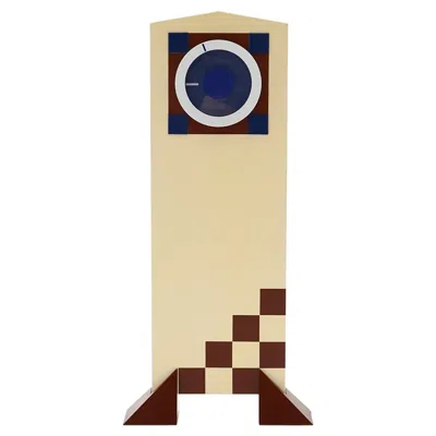 Pre-owned Howard Miller Checkerboard Table Clock, "tempo 21" Tower 2 By George Nelson, 1984 In Brown