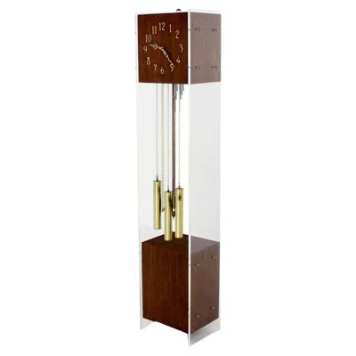 Pre-owned Howard Miller Mid Century Modern Walnut Designer Lucite Grandfather Clock With Chime Mint! In Brown