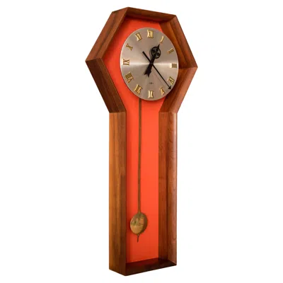 Pre-owned Howard Miller Mid Century Walnut Arthur Umanoff Meridian Pendulum Wall Clock For  In Brown
