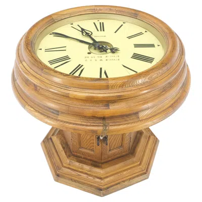 Pre-owned Howard Miller Side Coffee Table W/ A Working Street Wall Clock Top Storage Compartment Base In Brown