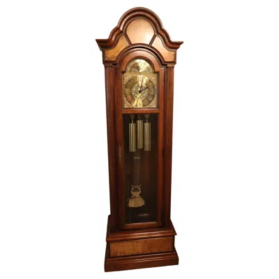 Pre-owned Howard Miller Triple-chime Grandfather Clock — Burl Walnut Case In Brown