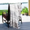 Howard's Weave Throw With Fringe Teal In Honeycomb