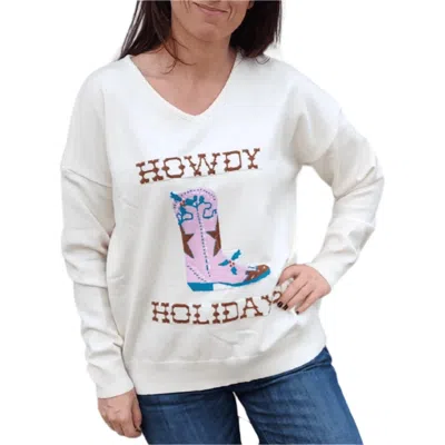 Howdy Hanny Holidays Sweater In White