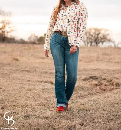 Howdy Hanny Women's Mesilla Long Sleeved Shirt In White