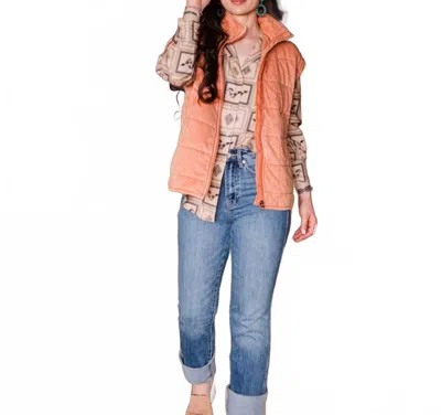 Howdy Hanny Zip Up Quilted Vest In Rust In Orange