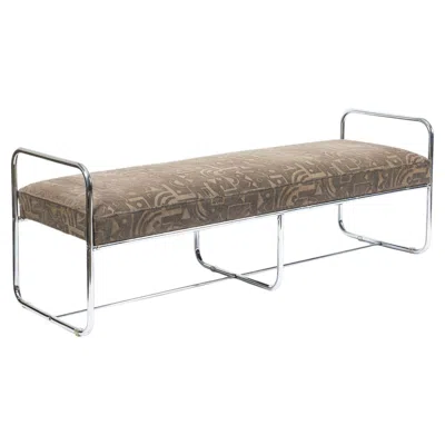 Pre-owned Howell Company Antique Hoffmann Daybed Bench For Howell Art Deco Chrome Tubular Bench 1940s In Gray