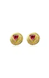 HOWL 18K YELLOW GOLD RUBY TRILLION STUDS