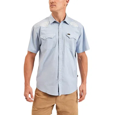 Howler Brothers Crosscut Deluxe Shortsleeve Shirt In Faded Blue Microstripe